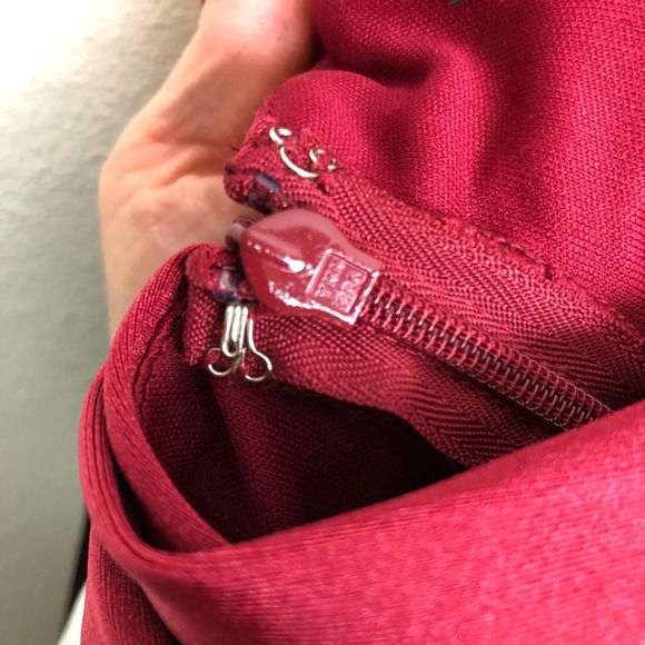 LA FEMME 26141 Burgundy High Neck Low back Gown - Picture 15 of 16